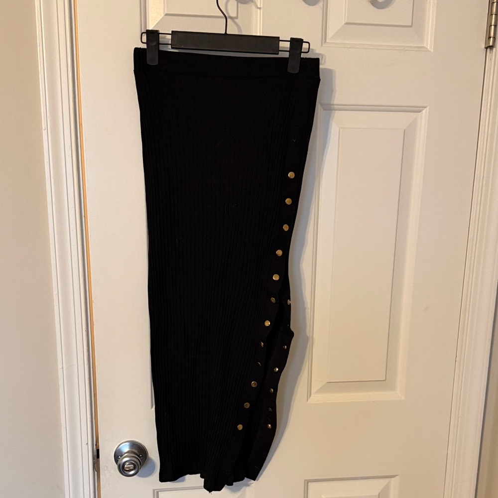 Elegant Black Button-Down Skirt